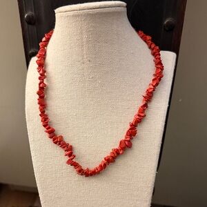 Salmon Red Coral 18 inch Necklace.